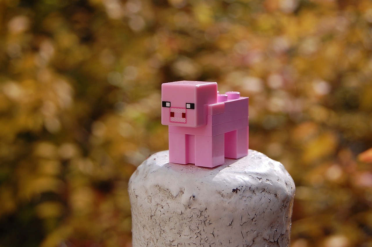 minecraft, pig, bricks